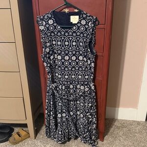 Kate Spade Navy and Cream Floral Midi Dress